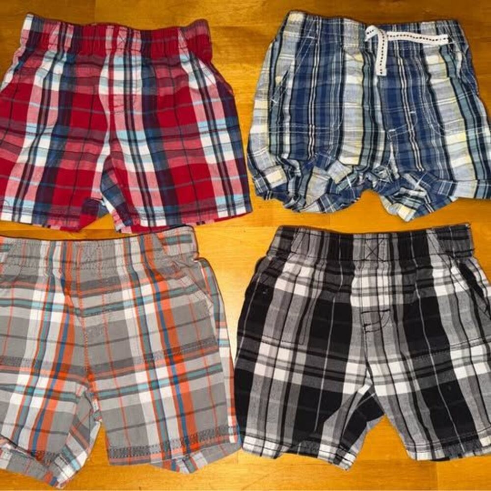 Plaid Baby Boy Shorts Lot Size 12 Months